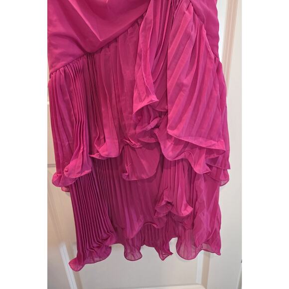 Pink Womens Dress Size Medium Pleated Ruffled Bottom Back Zipper - Picture 2 of 5